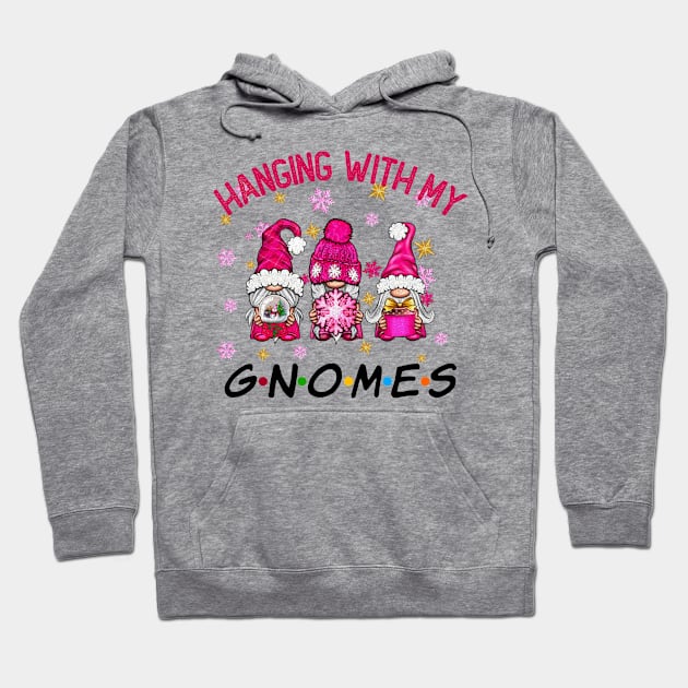 Funny Christmas Gnome Hanging With My Gnomies Family Pajamas Hoodie by JennyArtist